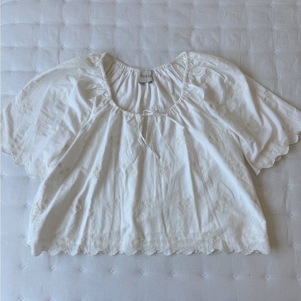 Posse Small Dahlia Embroidered Blouse in Vintage White - Picture 5 of 11